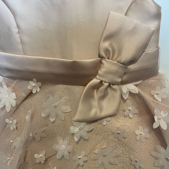 Abel & Lula Elegant Kids Dress with Floral Design in champagne NWT size 4 - Picture 3 of 5